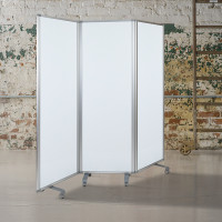 Flash Furniture BR-PTT001-3-M-60183-GG Mobile Magnetic Whiteboard Partition with Lockable Casters, 72